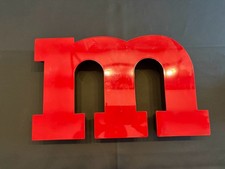 Modern Red Black 3D Letter  m  Wall Sign Plastic Decor 13.25  Wide