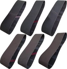 6 Pack 4 x 36 Inch Silicon Carbide Sanding Belts Assortment -120 4 x 36, Grey 