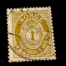 Znaczek pocztowy Norwegia MiNr 16 ? albo 22 ? przesunięcie nadruku 