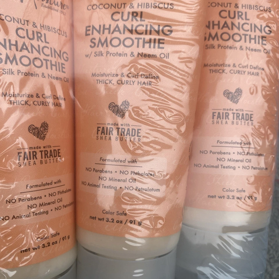Paquete de 3 batidos potenciadores de rizos de coco e hibisco Shea Moisture tubo de 3,2 oz Ea Foto 4 de 4