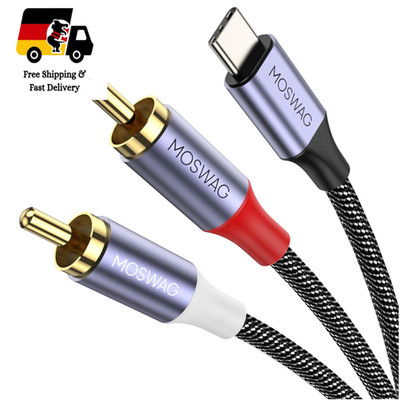 USB C zu 2 RCA Audio Kabel mit DAC Chip Kompatibel mit Google Pixel 3 2 MacBook
