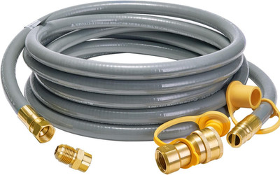 15 Feet 1/2 Inch ID Natural Gas Grill Hose with Male Quick Connect Plug and 3/4''