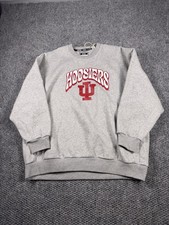Indiana Hoosiers Sweatshirt Mens Medium Gray NCAA Basketball Adidas Crewneck