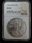1999 $1 Silver American Eagle NGC MS68