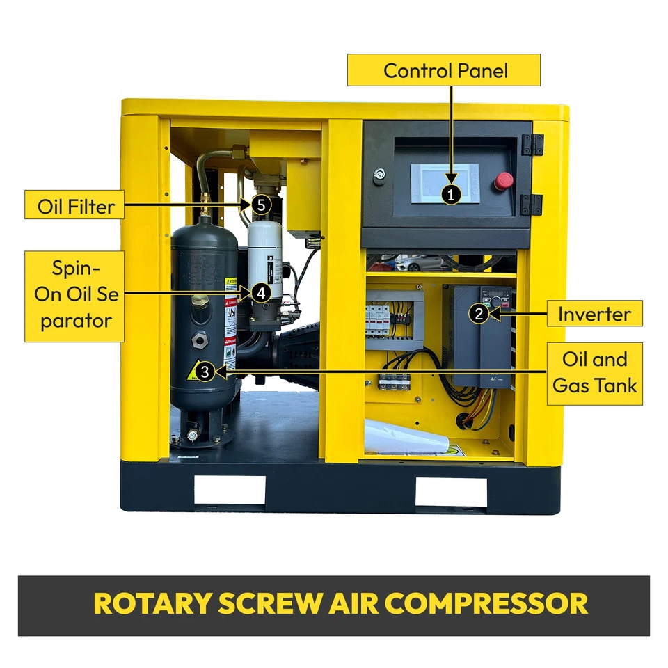 20HP 460V/60HZ 15KW 3 Phase Rotary Screw Air Compressor W/Refrigerated Air Dryer - Image 3 of 4