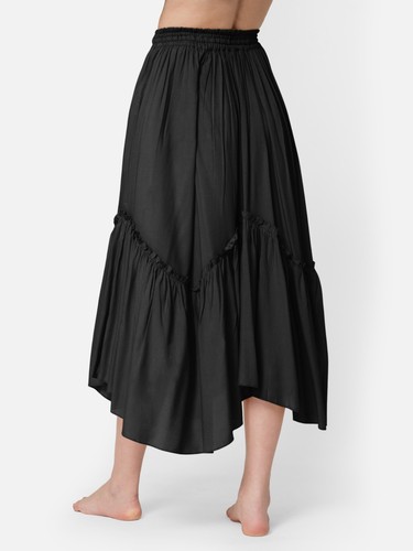 Women's Renaissance Pirate Peasant Medieval LARP High-Low Maxi Skirt with Pocket - Picture 3 of 33