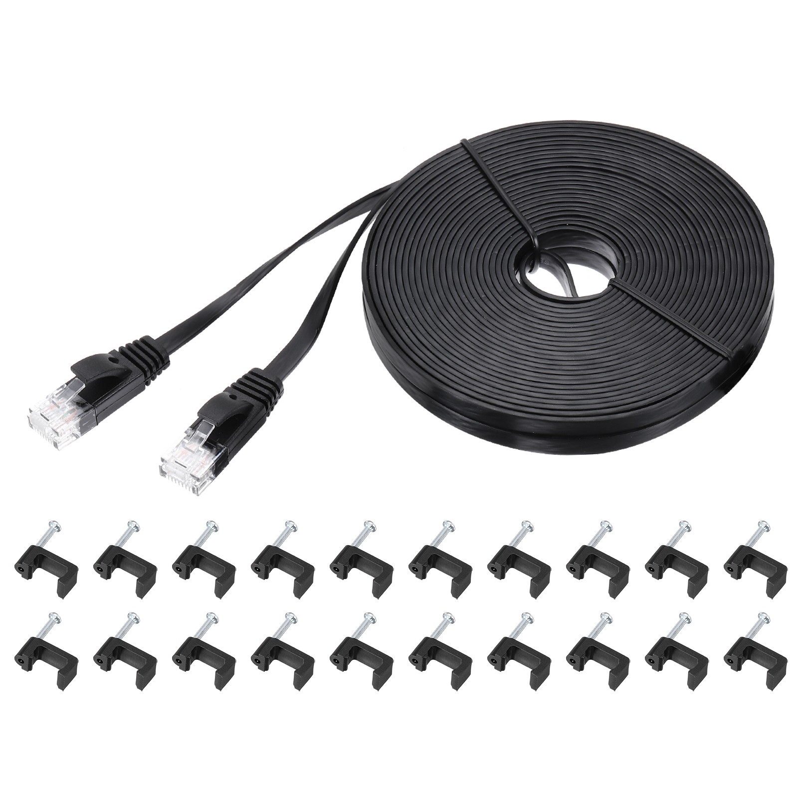 33ft Cat6 Ethernet Cable Flat 32AWG High-Speed RJ45 Patch Cord with Clips-image