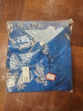 New Men's Blue Hawaiian Shirt - Tropical Floral Palm Print - Size Large - NIP