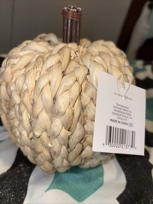 Harvest Pumpkin Home Decor Braided Wicker 7  X 6 .  Twig Stem CUTE NEW!!