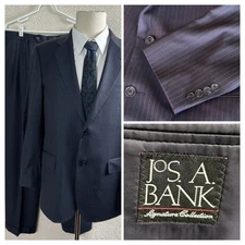 JOS A BANK Signature Collection Mens 40R Pants 34x31 Gray Pinstripe Wool Suit