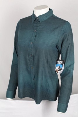 Kuhl Women's Strata Flannel Long Sleeve Button Shirt Veridian Green 8416