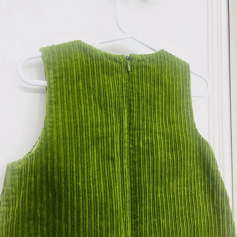 Vestido vintage 2003 GYMBOREE Hide and Seek verde pana ratón niña 2T delantal  Foto 4 de 4