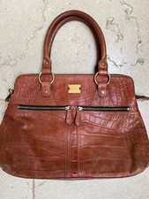 Modalu Pippa Tan Croc Effect Large Leather Grab Bag