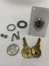 Metal Key Switch Lock 2 Key Cylinder Mount Plate Garage Door Fastener Keyswitch