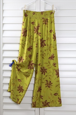 #ad SUNDANCE Catalog NWT Himari Floral Pull On Casual Pants in Lemon Size Medium $31.99