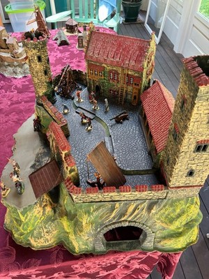 Vintage Elastolin Hausser Medieval Castle 9768, 21 Figures, Horses, Wagon Cannon