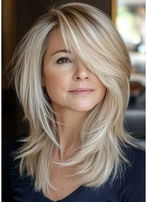 Ombre Butterblonde Highlight Layered Cut Perücken Echthaar Lace Front Perücken