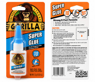 15g Gorilla Super Glue: Dries Clear, Art & Stationery Adhesive, 0.53 oz