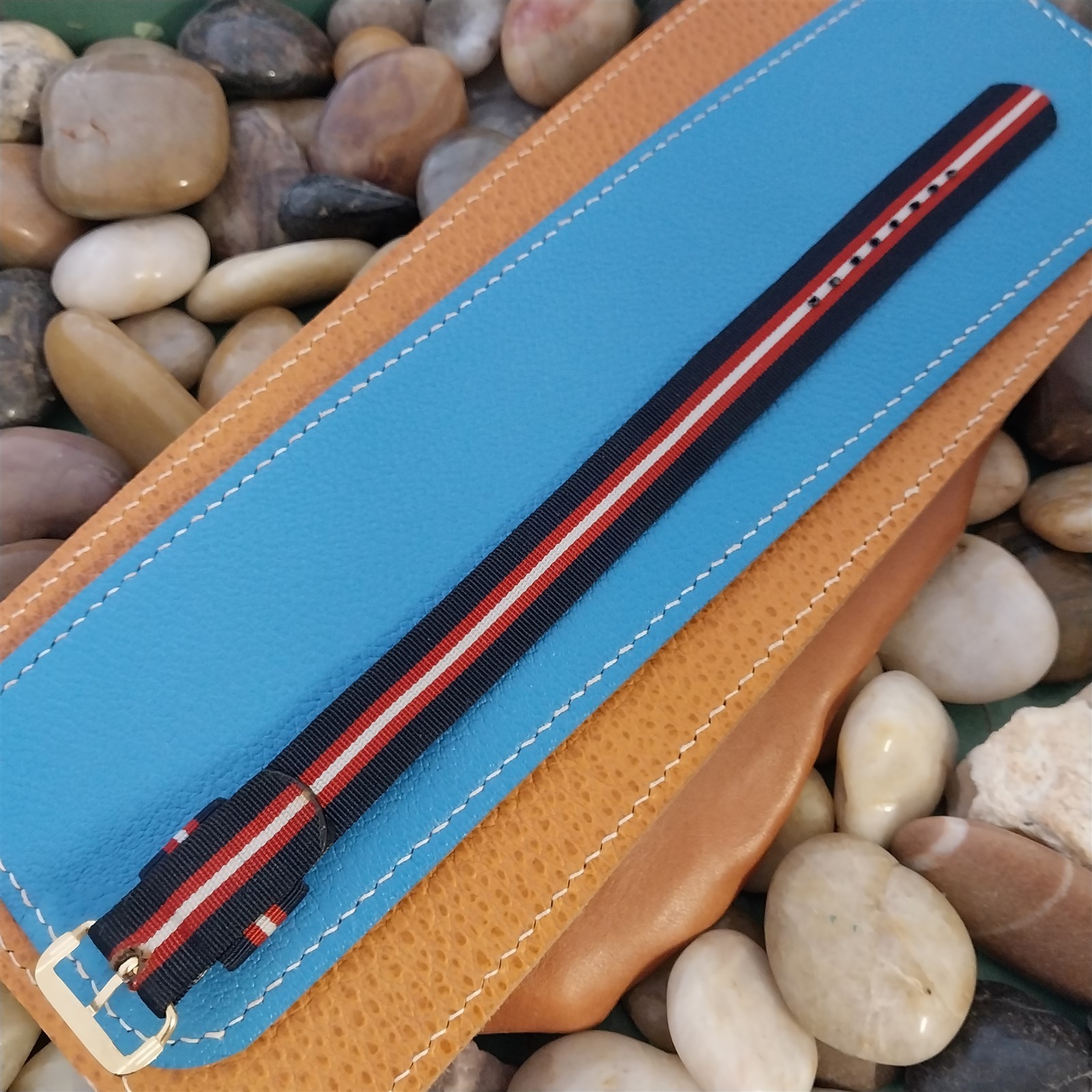 16mm Kreisler Single Pass Striped Nylon Unused Classic 1950s Vintage Watch Band