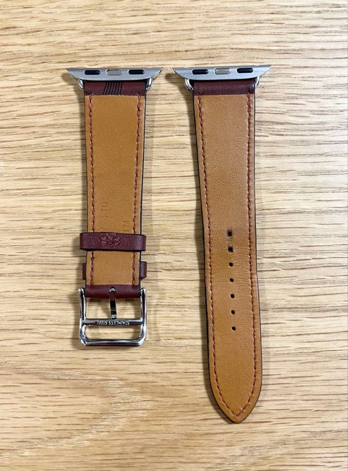 Hermes Apple Watch pulseira circuito couro vermelho envoltório único usado - Imagem 4 de 4