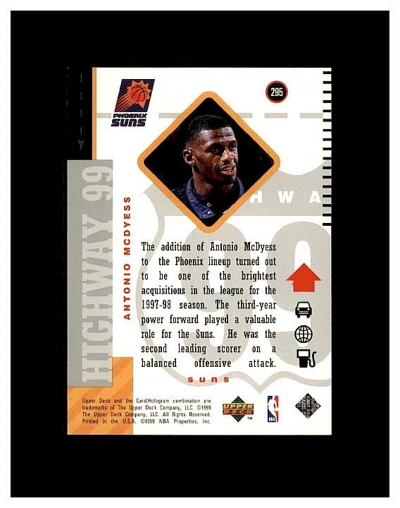 1998 Upper Deck  #295 Antonio McDyess  Highway 99   Phoenix Suns MINT - Image 2 of 2