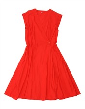 VINTAGE Womens Wrap Sleeveless A-Line Dress IT 44 Medium Red AZ11