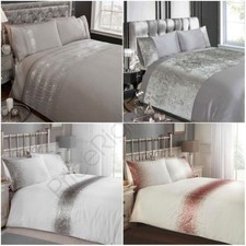 LUXURY EMBELLISHED DUVET COVER SETS DIAMANTE VELVET SHIMMER - DOUBLE  KING SIZE