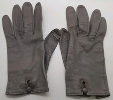 Vintage Leather Kislav Glace Women's Gloves Gray Size 7