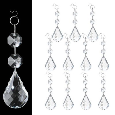 12 Pcs 38mm Clear Crystal Teardrop Pendants with Hook