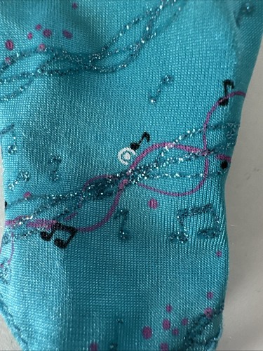 Barbie doll leotard one piece bathing suit music note swimsuit bodysuit top Blue - Picture 2 of 4