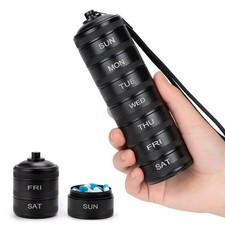 Pill Organizer Weekly Metal Travel Pill Box Waterproof - 7 Day Large Aluminum...