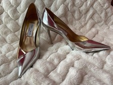 Jimmy Choo Cass 95mm Liquid Gold/Silver Leather Pumps Size 40/ 10 US