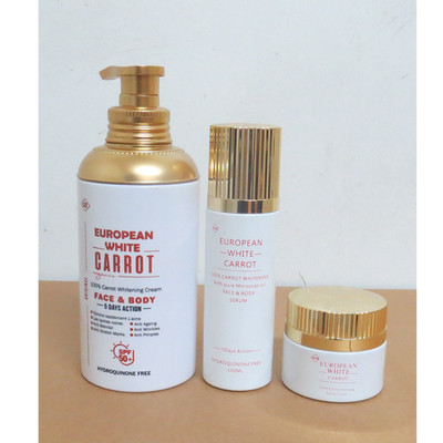 European White Carrot Lightening Lotion + Face Cream + Oil 3Pieces Combo Set