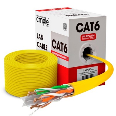 Cmple Cat6 Ethernet Cable 1000ft Plenum CMP 23AWG 550MHz UTP 1000FT, Yellow