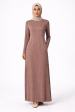 Veiled New York Essential Bamboo Jersey Maxi Dress Deep Taupe S 56” Tie Back