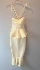 French Vanilla Bandage Frill Hem Sleeveless Bodycon Dress Size 0 Mermaid Retro