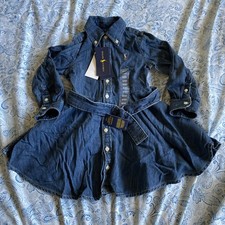 Polo Ralph Lauren Denim Dress Girls 2/2T Long Sleeve Button Down Belted Pony