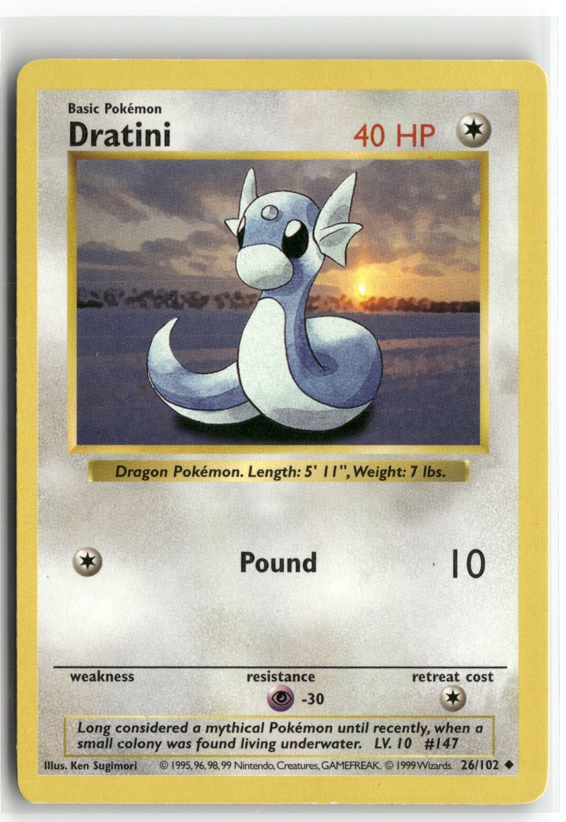 Dratini 026/102 Base Set (Shadowless) Uncommon Unlimited LP