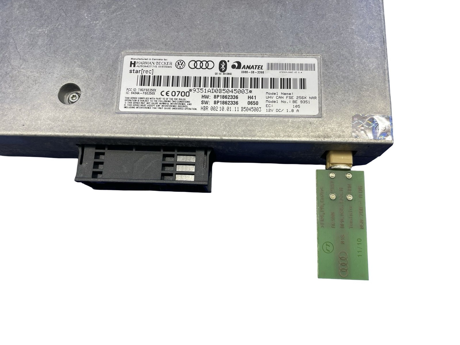 2008-2015 AUDI R8 WIRELESS BLUETOOTH INTERFACE CONTROL MODULE UNIT 8P1862336