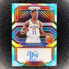 THEO MALEDON Rookie RC PENMANSHIP Holo SILVER SP Auto 2020-21 Prizm NBA Card . rookie card picture
