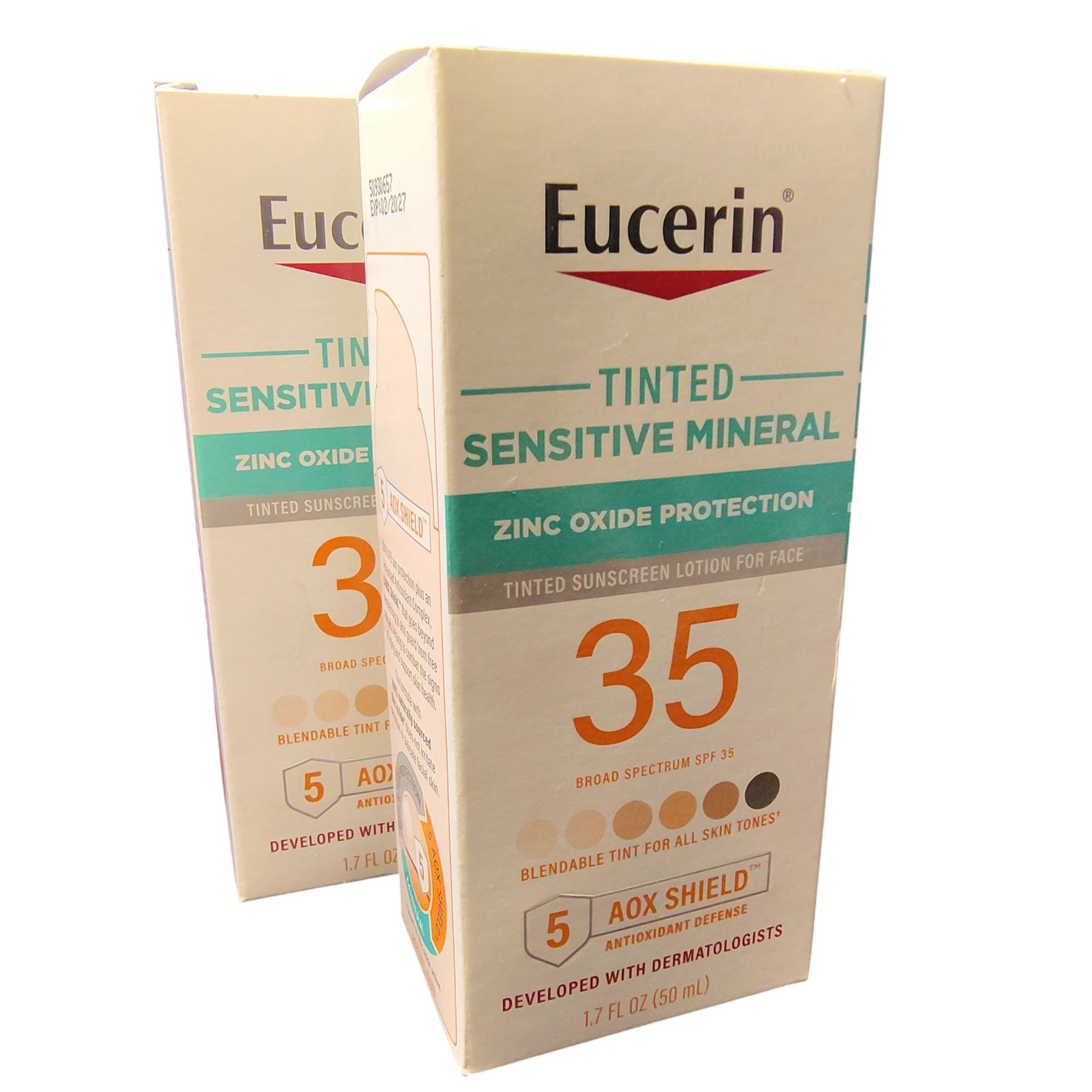 Eucerin Sensitive Mineral SPF 35 Tinted Sunscreen 1.7oz 2-Pack Exp 02/2027