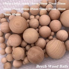 10mm - 80mm Natural Beech Wooden Craft Balls Wood Solid Round Ball Spheres DIY