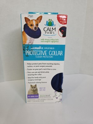 NEW CALM PAWS Pet Protective Collar Premium Inflatable XS Dog Cat & Calming Disk