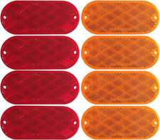 51018 Oval Reflectors 4 Red and 4 Amber Self Adhesive or Drill Mount-Dot 8 Pa...