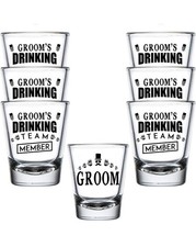 Set of 7 Bachelor Party Shot Glasses Groom Grooms Drinking Team Mustache Wedding