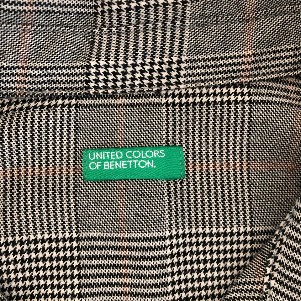 Camisa a presión a cuadros gris manga larga United Colors Of Benetton para mujer talla S/M Foto 2 de 4