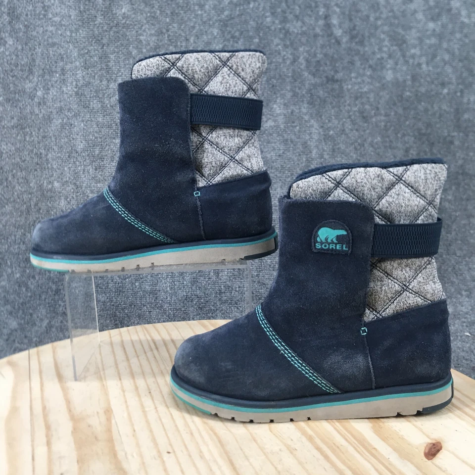 Sorel Invierno Botas de Nieve Juveniles 5 Rylee Azul Gamuza Punta Redonda Imitación Piel NY2421-464 Foto 2 de 4
