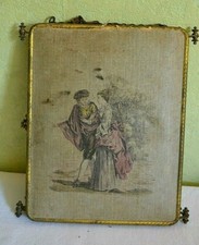  Ancien Triptyque Miroir de Barbier à poser Décor Romantique à Restaurer