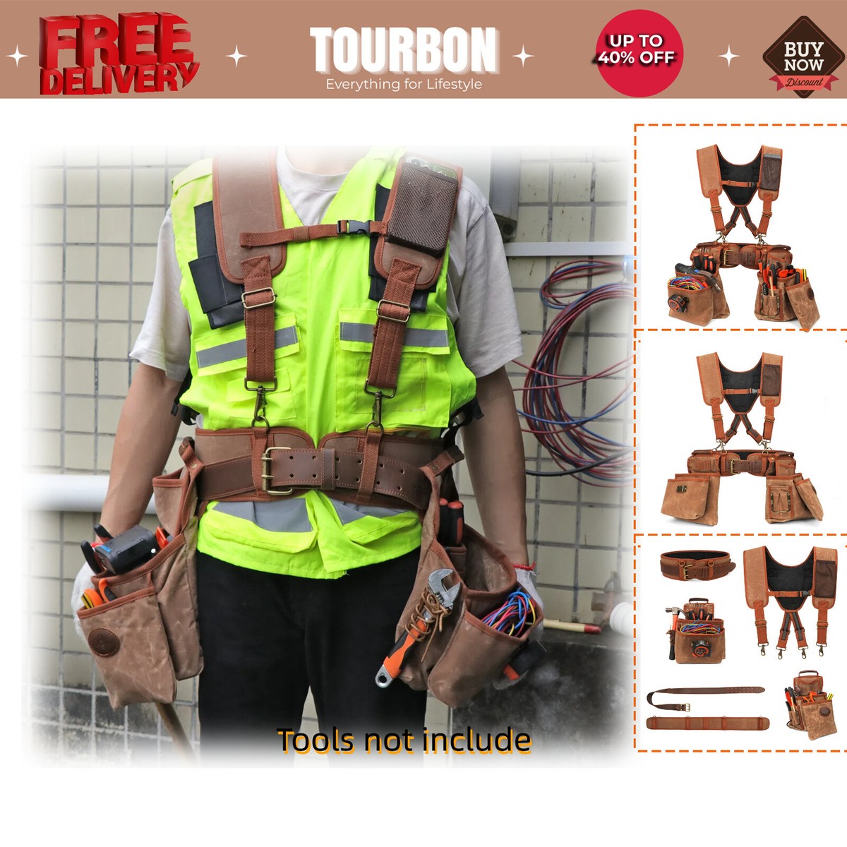OX TOOLS PRO Framer's Tool Rig In Oil Tanned Top Grain Leather Tool