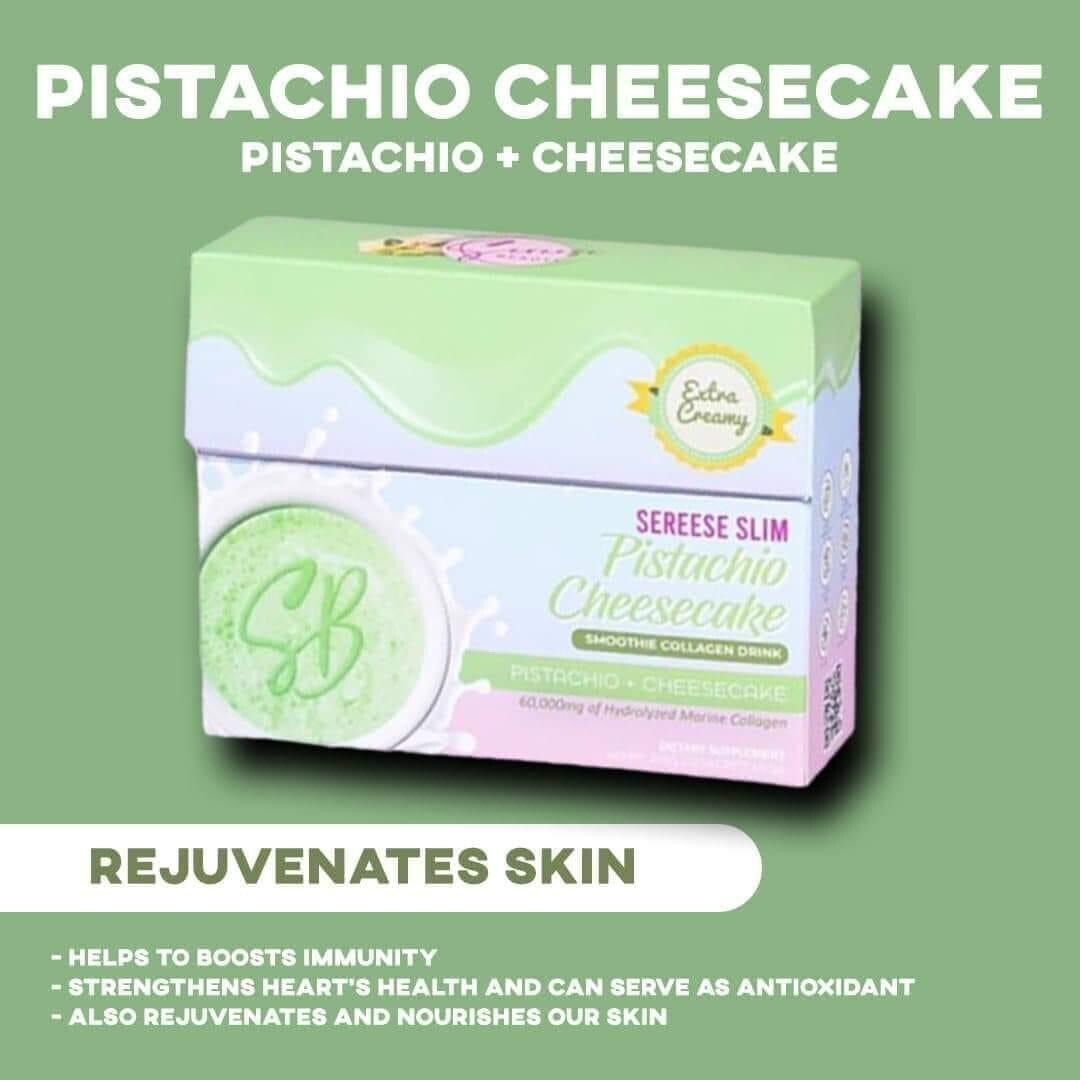 SEREESE SLIM PISTACHO PASTEL DE QUESO BATIDOS DE COLÁGENO BEBIDA 10 SOBRES